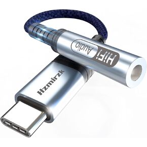 USB C to 3.5mm Jack Headphone Adapter, Type C to Aux Audio Dongle Cable,Hi-Res Adapter Compatible with Pixel 6 5XL, Samsung Galaxy S22 iPad Pro2021-32bit/384khz-Blue