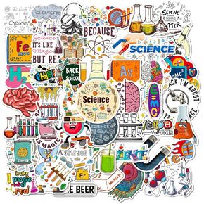 100Pcs Science Stickers, Biology Stickers, Classroom Decor, Chemistry Physics Science Stickers for Middle School Teacher Student Laboratory Sticker for Laptop Water Bottle Notebook Science Party