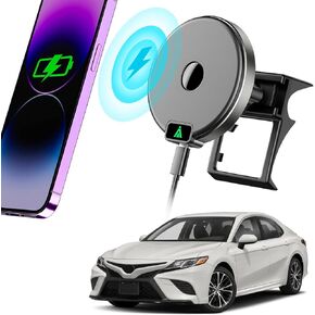 شاحن سيارة لاسلكي مغناطيسي، حامل هاتف خاص لسيارة Toyota Camry 2018-2020، شحن سريع بقدرة 15 وات كحد أقصى لسلسلة iPhone 15 14 13 12 متوافق مع حافظة MagSafe in Kuwait