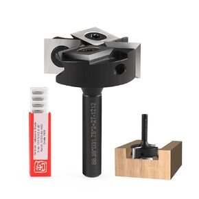 CNC Spoilboard Surfacing Router Bits 1/4'' Shank Wood Planer Bit Surfacing Bit with 2+2 Indexable Inserts, Carbide Milling Cutter Slab Flattening Planning Bit for Woodworking Engraving