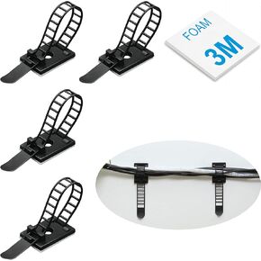 KLJ Adhesive Cable Clips,3M Cord Ties Cable Clip Desk Wire Management Organizer，Cable tie Mount Cable Management Ties Black（50PCS）