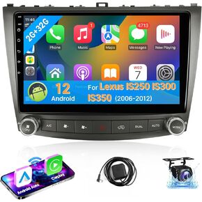 Leadfan Android 12 Car Stereo Radio for Lexus IS250 IS300 IS350 2006-2012 Compatible with Apple Carplay Android Auto 10.1'' Touch Screen in-Dash Navigation GPS Bluetooth WiFi Unit Back Camera 2+32G