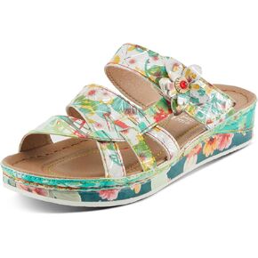 Spring Step L'Artiste Women's CAIMANALA Floral Slide Sandals with Adjustable Closure