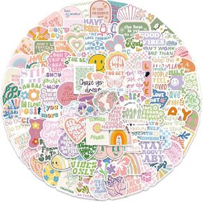 100PCS Cute Preppy Stickers for Girls Women Kids, Pastel Preppy Motivational Stickers Vinyl Waterproof Pink Stickers for Laptop Bumper Water Bottles Computer Phone