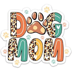 (3PCs) Dog Mom Sticker, Colorful Leopard Style Dog Lovers Decals for Dog Mom Waterproof Vinyl Stickers for Laptop Water Bottle Tumbler Phone Case Mug Notebook, Puppy Lovers Stickers (3 Inches)