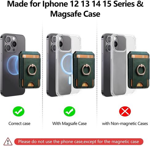 حامل محفظة مغناطيسي، متوافق مع محفظة MagSafe، لمحفظة iPhone مع حامل قابل للتعديل، حامل بطاقات جلدي لسلسلة iPhone 15/14/13/12، وليس لهاتف iPhone 13/12 Mini in Saudi Arabia