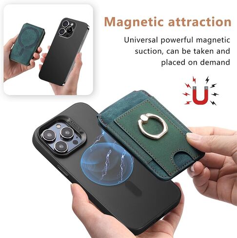 حامل محفظة مغناطيسي، متوافق مع محفظة MagSafe، لمحفظة iPhone مع حامل قابل للتعديل، حامل بطاقات جلدي لسلسلة iPhone 15/14/13/12، وليس لهاتف iPhone 13/12 Mini in Saudi Arabia