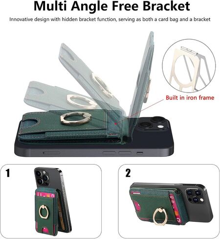 حامل محفظة مغناطيسي، متوافق مع محفظة MagSafe، لمحفظة iPhone مع حامل قابل للتعديل، حامل بطاقات جلدي لسلسلة iPhone 15/14/13/12، وليس لهاتف iPhone 13/12 Mini in Saudi Arabia