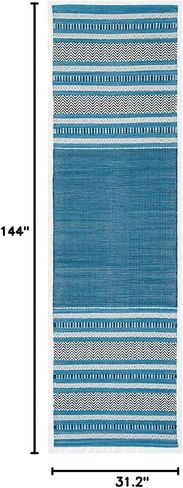 سجادة SAFAVIEH Montauk Collection Accent - 2'6" x 4'، أحمر وعاجي، قطن مخطط منسوج يدويًا، مثالي للمناطق ذات حركة المرور العالية في المدخل، وغرفة المعيشة، وغرفة النوم (MTK214C) in Kuwait