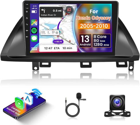 8 Core 8+128G Android Car Radio for Honda Odyssey 2005-2010 with Wireless Carplay Android Auto, 10.1 Inch QLED Touch Screen Car Stereo Supports 4G/ WiFi, GPS, FM/AM, Bluetooth 5.0, Backup Camera in Saudi Arabia