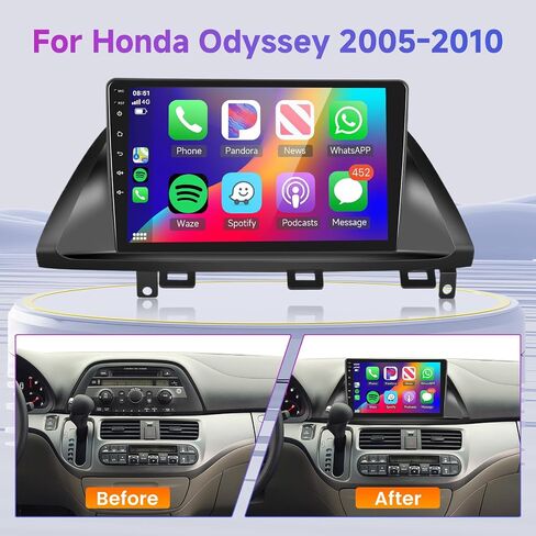 8 Core 8+128G Android Car Radio for Honda Odyssey 2005-2010 with Wireless Carplay Android Auto, 10.1 Inch QLED Touch Screen Car Stereo Supports 4G/ WiFi, GPS, FM/AM, Bluetooth 5.0, Backup Camera in Saudi Arabia
