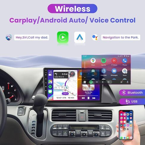 8 Core 8+128G Android Car Radio for Honda Odyssey 2005-2010 with Wireless Carplay Android Auto, 10.1 Inch QLED Touch Screen Car Stereo Supports 4G/ WiFi, GPS, FM/AM, Bluetooth 5.0, Backup Camera in Saudi Arabia