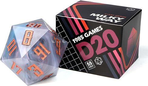 Sharp Edge 55MM D20 لـ DND لألعاب الزنزانات والتنينات Ttrpg، ألعاب لعب الأدوار متعددة السطوح من الراتنج | راتينج مصبوب يدويًا (موجة مد 55 مم d20) in Saudi Arabia