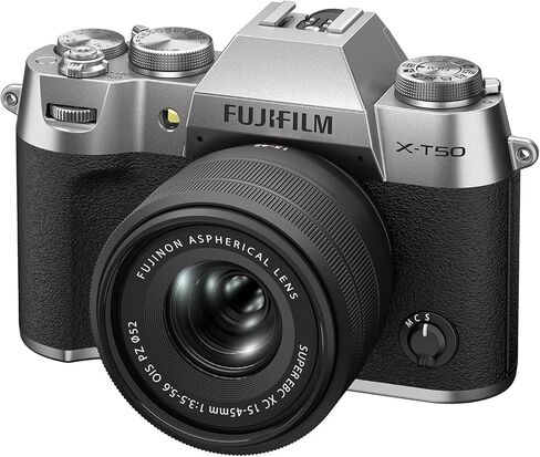 Fujifilm X-T50 Mirrorless Digital Camera Body - Silver + XC 15-45mm F3.5-5.6 OIS PZ Lens 16828868 Bundle with Deco Gear Photography Bag + Microphone + Monopod + Software & Accessories Kit in Saudi Arabia