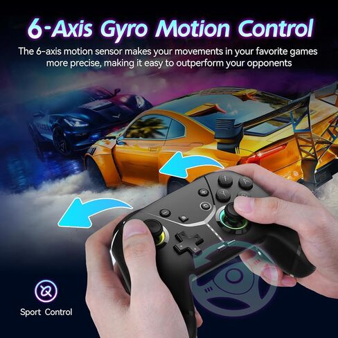 وحدة تحكم لاسلكية Ligame Switch، وحدة تحكم في الألعاب، متوافقة مع iPhone/Android/Phone/PC/Steam/Mac/iOS/iPad/TV مع برمجة/Turbo/Motion/Wake-up/RGB in Kuwait
