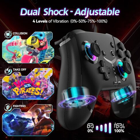 وحدة تحكم لاسلكية Ligame Switch، وحدة تحكم في الألعاب، متوافقة مع iPhone/Android/Phone/PC/Steam/Mac/iOS/iPad/TV مع برمجة/Turbo/Motion/Wake-up/RGB in Kuwait