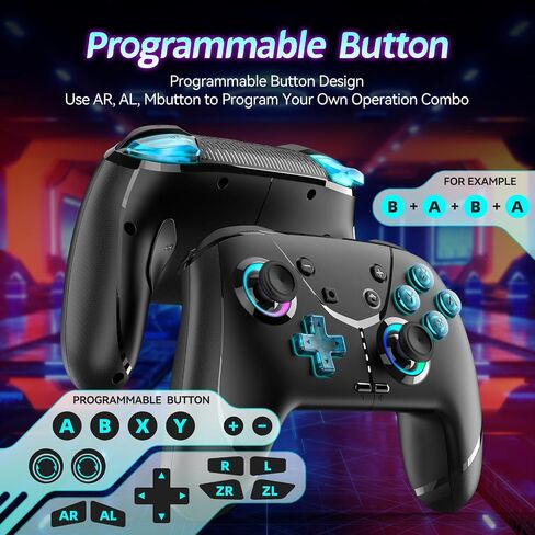 وحدة تحكم لاسلكية Ligame Switch، وحدة تحكم في الألعاب، متوافقة مع iPhone/Android/Phone/PC/Steam/Mac/iOS/iPad/TV مع برمجة/Turbo/Motion/Wake-up/RGB in Kuwait