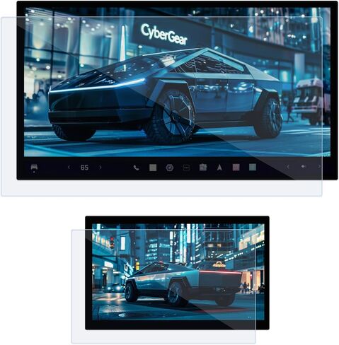 CyberGear CLEAR Glass Screen Protector Set (2pcs) for Tesla Cybertruck - Tempered Glass, Anti-Fingerprint, Scratch-Resistant, Anti-Shock, 9H Hardness, Precise Fit (18.5"" Front, 9.4"" Rear) in Saudi Arabia
