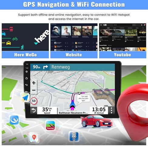 2G+64G for Jeep Grand Cherokee 2008 2009 2010 2012 2013 Android Car Stereo Wireless Apple CarPlay Android Auto 9 Inch Touch Screen GPS Navi HiFi Audio Bluetooth Mirror Link FM WiFi+Backup Cam&Mic in Kuwait