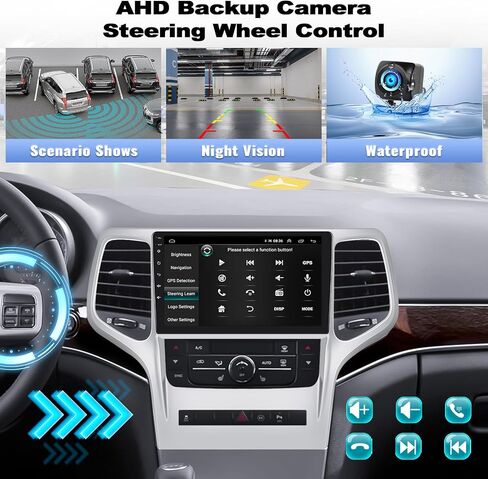 2G+64G for Jeep Grand Cherokee 2008 2009 2010 2012 2013 Android Car Stereo Wireless Apple CarPlay Android Auto 9 Inch Touch Screen GPS Navi HiFi Audio Bluetooth Mirror Link FM WiFi+Backup Cam&Mic in Kuwait