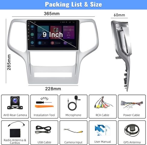 2G+64G for Jeep Grand Cherokee 2008 2009 2010 2012 2013 Android Car Stereo Wireless Apple CarPlay Android Auto 9 Inch Touch Screen GPS Navi HiFi Audio Bluetooth Mirror Link FM WiFi+Backup Cam&Mic in Kuwait