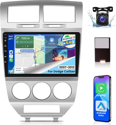 [2+64G] لراديو السيارة Dodge Caliber 2007-2012 Android 13 مع Carplay اللاسلكي وAndroid Auto - ستيريو سيارة بشاشة تعمل باللمس 10.1 بوصة - نظام ملاحة UI/GPS متعدد/WiFi/SWC + كاميرا احتياطية AHD in Saudi Arabia