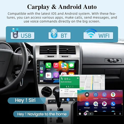 [2+64G] لراديو السيارة Dodge Caliber 2007-2012 Android 13 مع Carplay اللاسلكي وAndroid Auto - ستيريو سيارة بشاشة تعمل باللمس 10.1 بوصة - نظام ملاحة UI/GPS متعدد/WiFi/SWC + كاميرا احتياطية AHD in Saudi Arabia