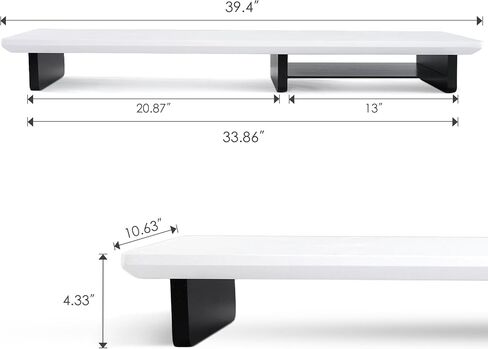 Dual Monitor Stand Riser White, Sturdy Bamboo 2 Tiers Computer Riser Stand for Desk, Multi-Purpose Desktop Organizer Riser for Computer,Laptop,Printer,TV, White+Black in Saudi Arabia
