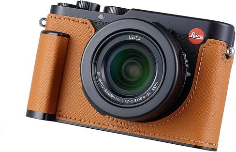حافظة نصف كاميرا لهاتف Leica D-LUX 8، حافظة واقية للكاميرا الفورية من الجلد الطبيعي المعدني العتيق، أنيقة محمولة مضادة للصدمات (أسود) in Kuwait