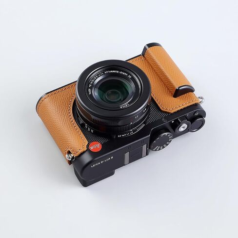 حافظة نصف كاميرا لهاتف Leica D-LUX 8، حافظة واقية للكاميرا الفورية من الجلد الطبيعي المعدني العتيق، أنيقة محمولة مضادة للصدمات (أسود) in Kuwait
