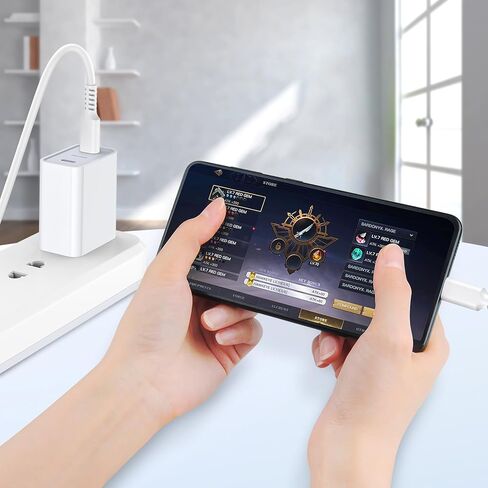 25W Samsung Super Fast Charger Type C Charging Block for Galaxy A15 A55 A14 A54 A13 A53 S24 S23 S22 S21 S20&6ft C سلك كابل الشحن، شاحن هاتف Android سريع لـ Google Pixel 8A 7A 6A 8 7 6 Pro in Kuwait