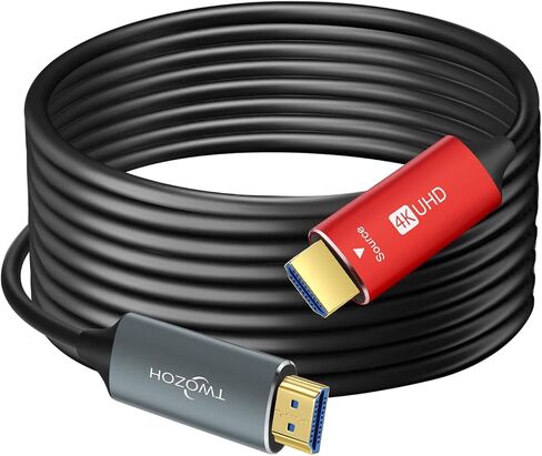 كابل الألياف الضوئية Twozoh HDMI بطول 100 قدم، سلك HDMI طويل من الألياف 4K يدعم 4K@60 هرتز/18 جيجابت في الثانية in Saudi Arabia