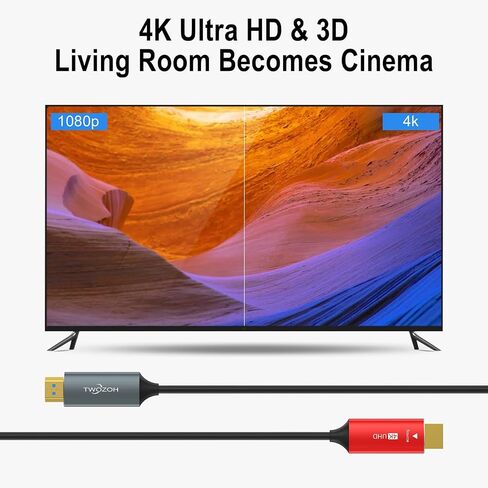 كابل الألياف الضوئية Twozoh HDMI بطول 100 قدم، سلك HDMI طويل من الألياف 4K يدعم 4K@60 هرتز/18 جيجابت في الثانية in Saudi Arabia