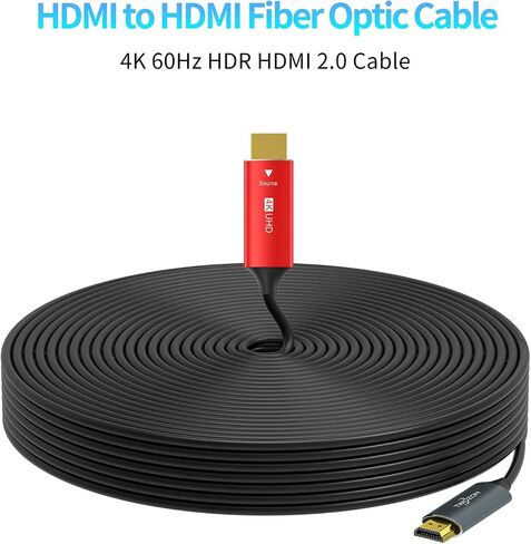 كابل الألياف الضوئية Twozoh HDMI بطول 100 قدم، سلك HDMI طويل من الألياف 4K يدعم 4K@60 هرتز/18 جيجابت في الثانية in Saudi Arabia