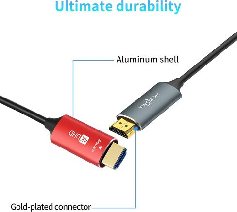 كابل الألياف الضوئية Twozoh HDMI بطول 100 قدم، سلك HDMI طويل من الألياف 4K يدعم 4K@60 هرتز/18 جيجابت في الثانية in Saudi Arabia