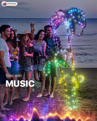 7Ft Lighted Palm Tree with 2 Trunks, 209 RGB LEDs, Prelit Fake Tree Lights, DIY 16 Mil. Color Changing, Music Sync, App & Remote Control, Outdoor Decoration for Bars, Patio, Beach, Pool, Cruise Party in Saudi Arabia