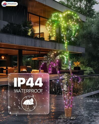 7Ft Lighted Palm Tree with 2 Trunks, 209 RGB LEDs, Prelit Fake Tree Lights, DIY 16 Mil. Color Changing, Music Sync, App & Remote Control, Outdoor Decoration for Bars, Patio, Beach, Pool, Cruise Party in Saudi Arabia
