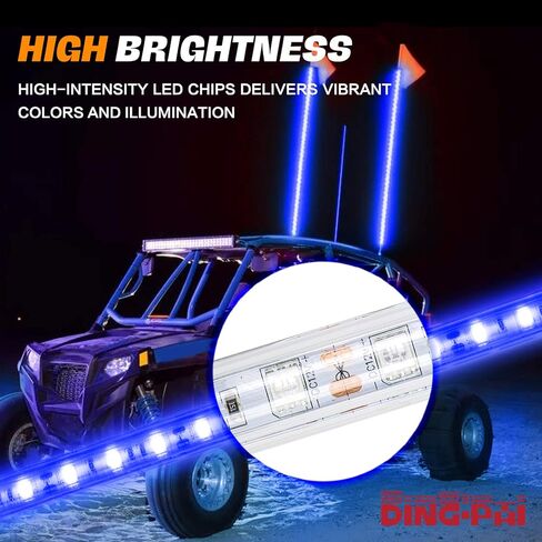 3ft LED Light Whip for UTV, AAIWA LED Antenna for ATV LED Whip Light, Green Light Antenna Whips for RZR Polaris Off-Road Sand Dune Buggy 4x4 in Kuwait