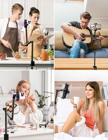 حامل هاتف حامل للكمبيوتر اللوحي من MACTREM Gooseneck لمكتب السرير والطاولة والمكتب والمطبخ وحامل الهاتف مع مشبك تثبيت للهاتف لأجهزة iPad والهواتف الذكية in Kuwait