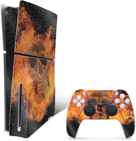 MightySkins Glossy Glitter Skin Compatible with Playstation 5 PS5 Slim Disk Edition Bundle - Blue Meanies | Protective, Durable High-Gloss Glitter Finish | Easy to Apply | Made in The USA in Saudi Arabia