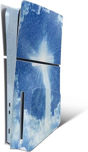 MightySkins Glossy Glitter Skin Compatible with Playstation 5 PS5 Slim Disk Edition Bundle - Blue Meanies | Protective, Durable High-Gloss Glitter Finish | Easy to Apply | Made in The USA in Saudi Arabia