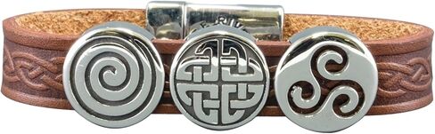 Biddy Murphy Celtic Leather Bracelet Irish Charms Brown 7 1/2 Inches Made in Ireland in Kuwait