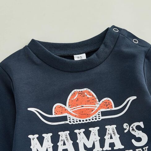Chloefairy Western Baby Boy Clothes Mama's Little Man Sweatshirt Cow Print Top Pants Set 2Pcs Toddler Fall Winter Outfits Set in Saudi Arabia