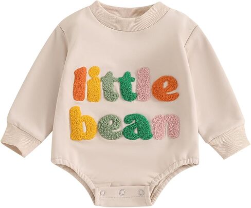 Ayalinggo Little Bean Baby Outfit Newborn Infant Boy Girl Embroidery Crewneck Sweatshirt Bubble Romper Fall Winter Clothes in Saudi Arabia