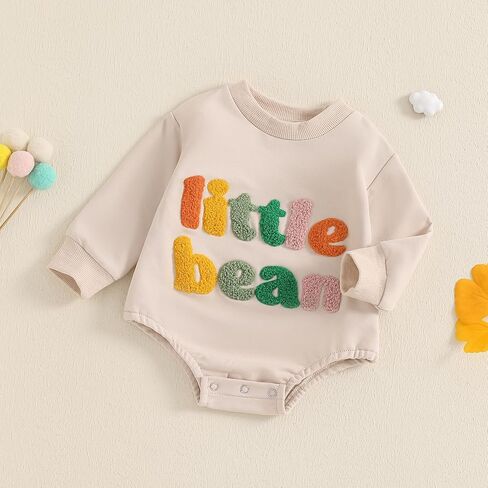 Ayalinggo Little Bean Baby Outfit Newborn Infant Boy Girl Embroidery Crewneck Sweatshirt Bubble Romper Fall Winter Clothes in Saudi Arabia