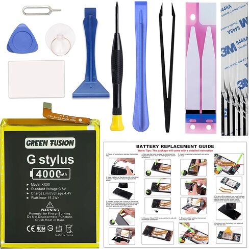 بطارية بديلة من جرين فيوجن لهاتف Moto G Stylus 2020، بطارية KX50 لجهاز Moto G Pro وG Stylus وG8 Stylus، 4000 مللي أمبير في الساعة، مع مجموعة أدوات الإصلاح ودليل التثبيت in Kuwait