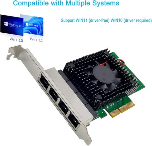 محول شبكة PCIe 3.1 2.5 جيجابت مع Intel I225-V 2500/1000/100Mbps رباعي المنافذ PCI Express Gigabit Ethernet NIC Card RJ45 LAN Controller لنظام التشغيل Windows 10/11 مع دعامة منخفضة المستوى in Kuwait