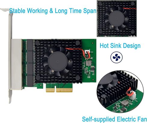 محول شبكة PCIe 3.1 2.5 جيجابت مع Intel I225-V 2500/1000/100Mbps رباعي المنافذ PCI Express Gigabit Ethernet NIC Card RJ45 LAN Controller لنظام التشغيل Windows 10/11 مع دعامة منخفضة المستوى in Kuwait