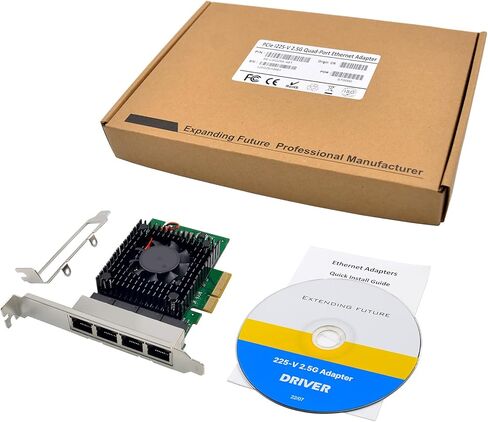 محول شبكة PCIe 3.1 2.5 جيجابت مع Intel I225-V 2500/1000/100Mbps رباعي المنافذ PCI Express Gigabit Ethernet NIC Card RJ45 LAN Controller لنظام التشغيل Windows 10/11 مع دعامة منخفضة المستوى in Kuwait