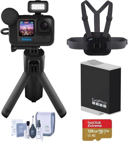 GoPro HERO12 Black Creator Edition Bundle: Action Camera Kit with Extra Go Pro Enduro Battery, Chesty Performance Chest Mount, 128GB Micro SD, and Care Accessories Set for Content Creators. in Saudi Arabia